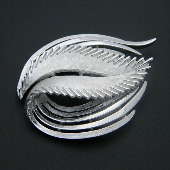 Trifari Jewelry - Crown TRIFARI Abstract Silver Tone Feather Pin